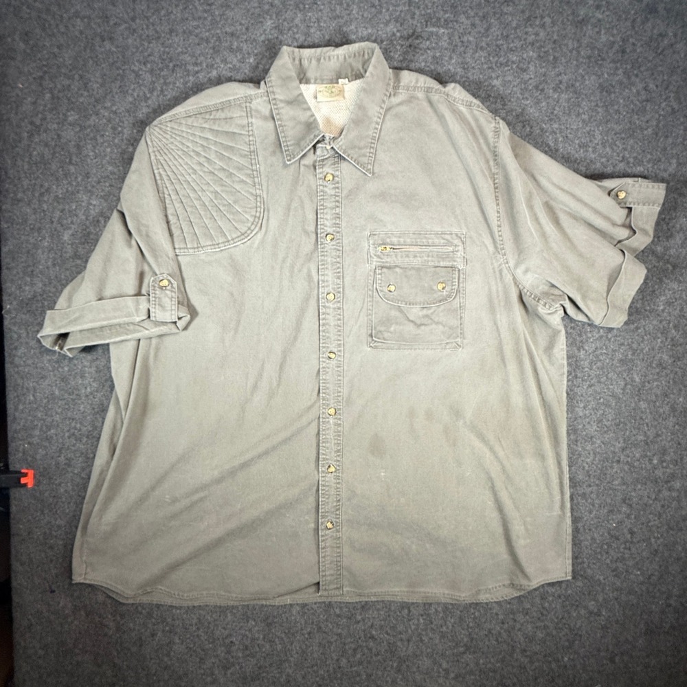 Tag Safari Mens XXL Olive Green Shooting Shirt Short Sleeve Quilted Patch XL‎